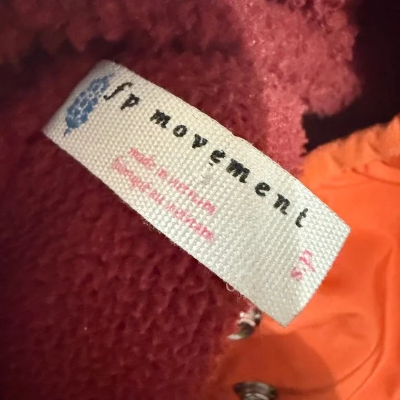 Free People FP Movement Hit the Slopes Fleece Pullover Orange Small Colorblock - Picture 8 of 9